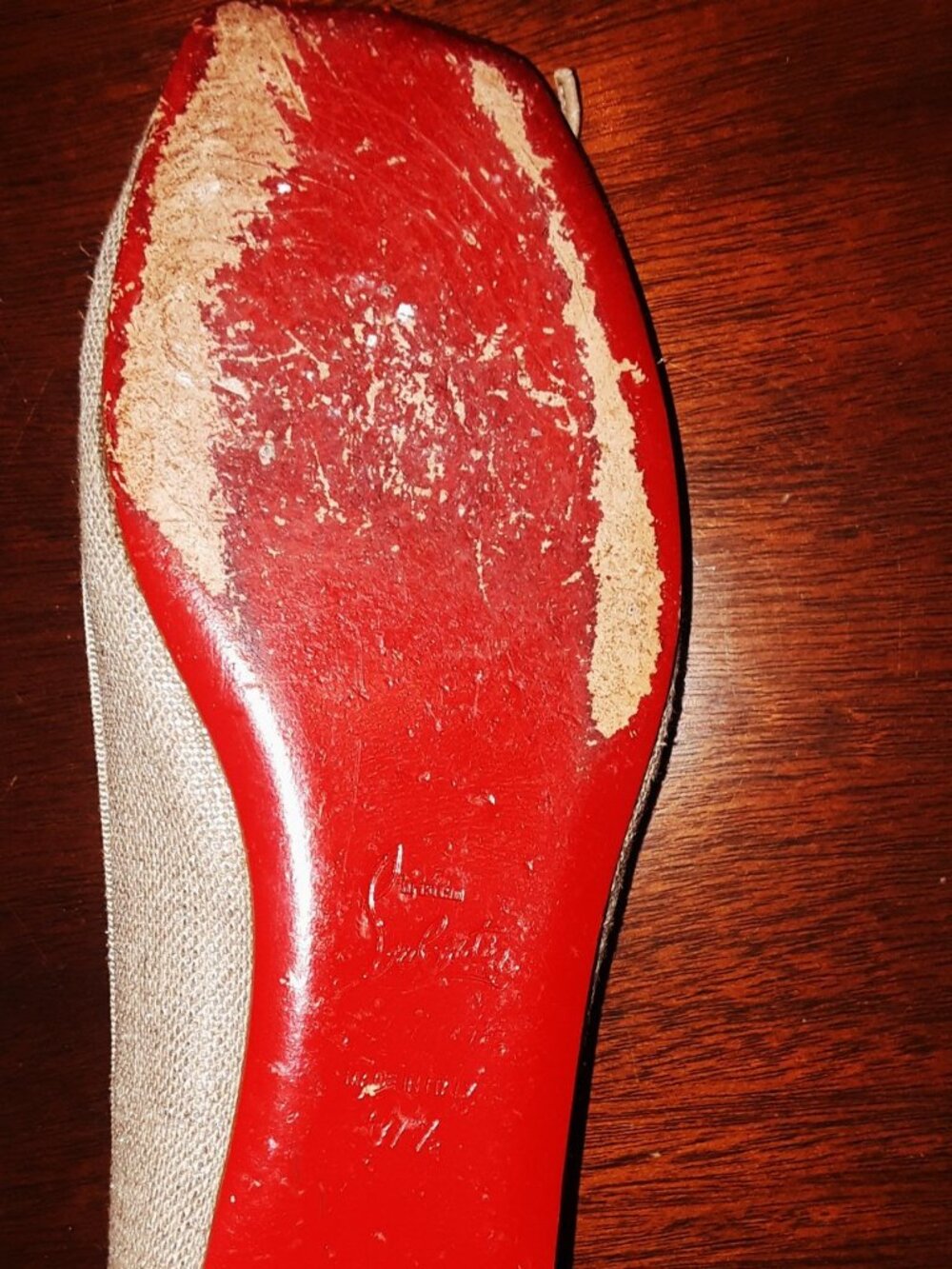 greatest Christian Louboutin beige glitter Rosella ballet flats 37.5 - Picture 7 of 7
